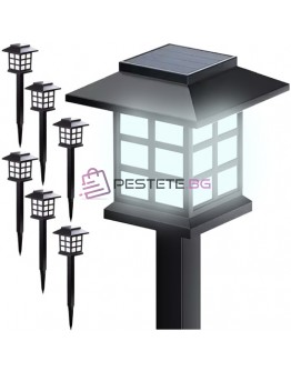 LED соларни градински лампи комплект от 6 къщички